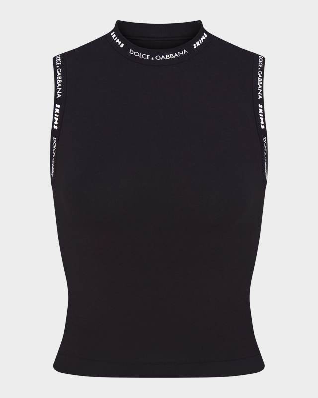 Cotton Jersey Mock-Neck Tank